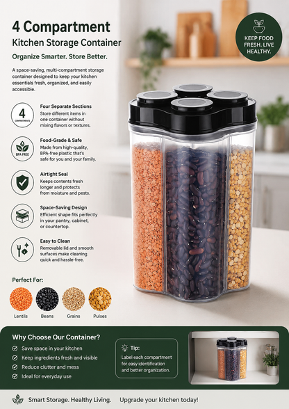 4 in 1 Multipurposed Jar cum Container for Kitchen use